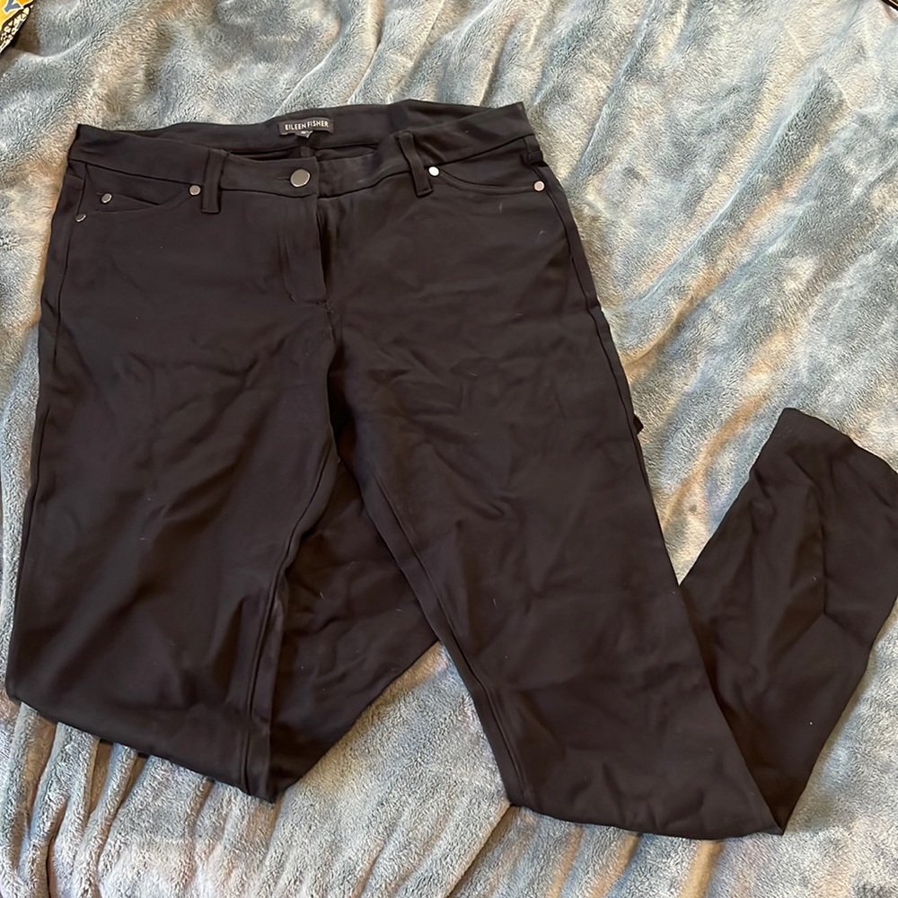 Mid rise black stretchy pants.